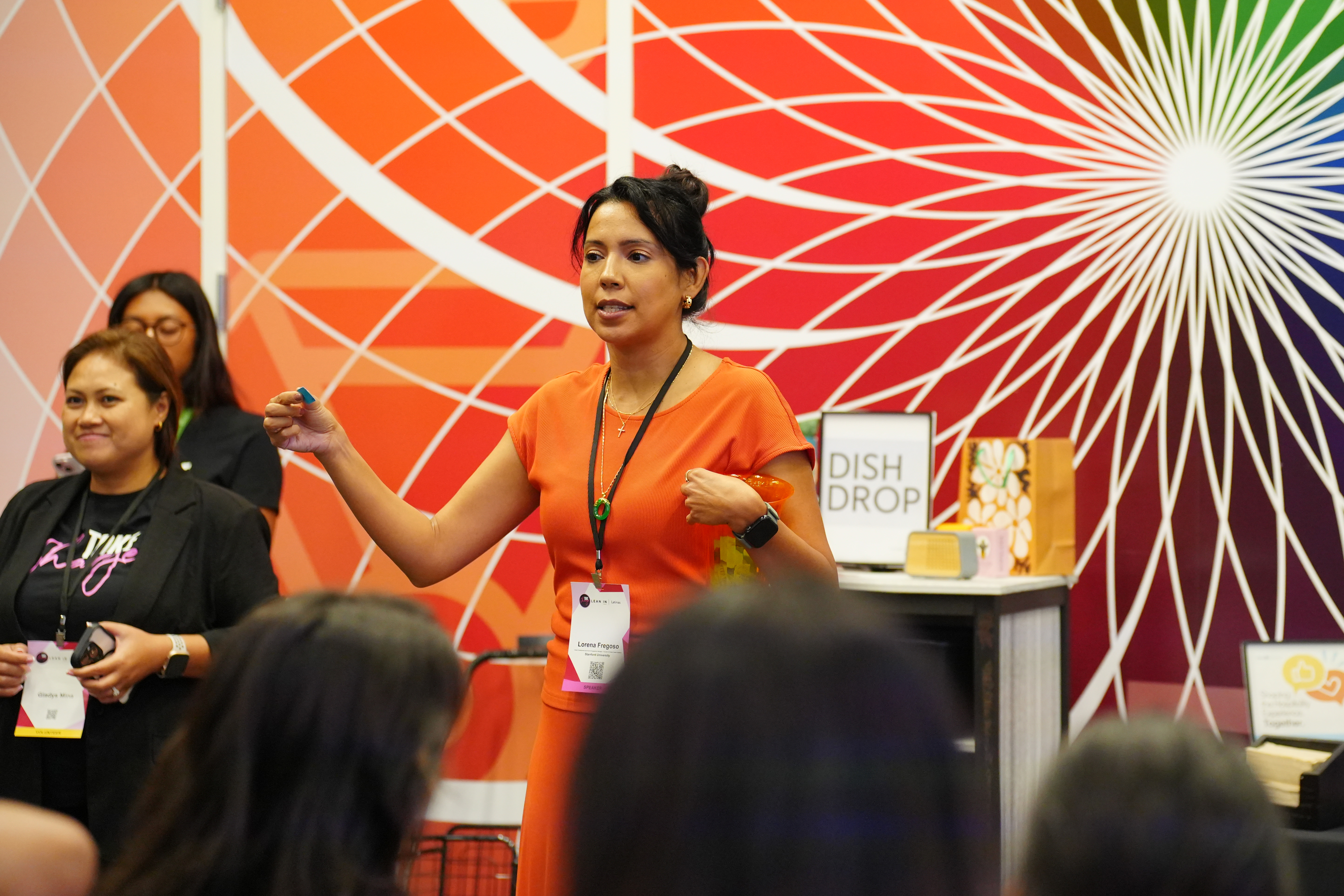 Lorena Fregoso speaking on stage